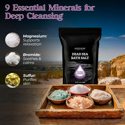 Aromasong Dead Sea Salt Bath Soak 14 OZ Pack – 100% Natural Dead Sea Salts for Soaking, Relaxation, and Detoxification of Skin, Dead Sea Salts for Bath to Rejuvenate and Refresh- Resealable Pack