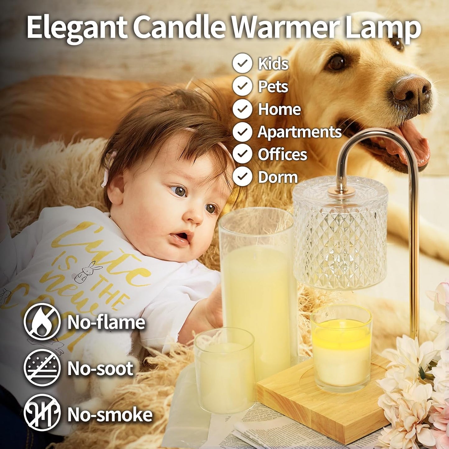 TigQiang Candle Warmer Lamp with Timer Dimmer, Birthday Gifts for Women Mom, House Warming Gifts, Elegant New Home Decor, Wax Warmer for Jar Candles, Heater Lamp for Scented Wax, Amber Glass