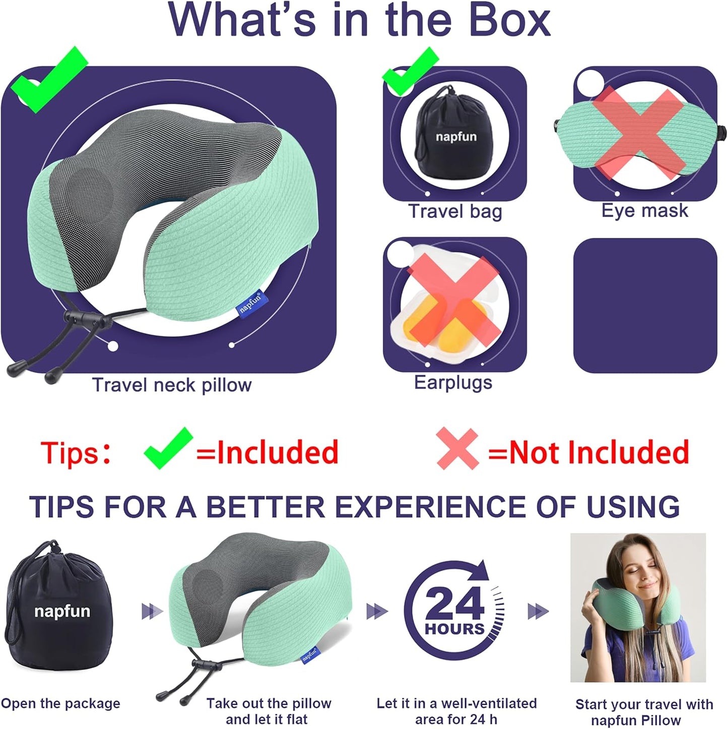 napfun Neck Pillow for Traveling, Upgraded Travel Neck Pillow for Airplane 100% Pure Memory Foam Travel Pillow for Flight Headrest Sleep, Portable Plane Accessories, Light Grey