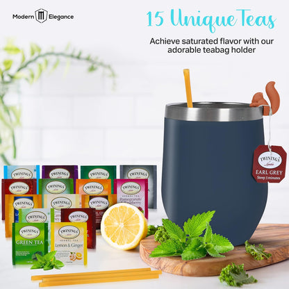 Modern Elegance Tea Tumbler Gift Set for Women, Teal