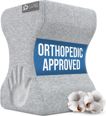 5 STARS UNITED Knee Pillow for Side Sleepers - Hip Pain Relief, Memory Foam Leg Cushion for Side Sleeping - Between Legs Pillow for Sciatica & Lower Back Pain, White