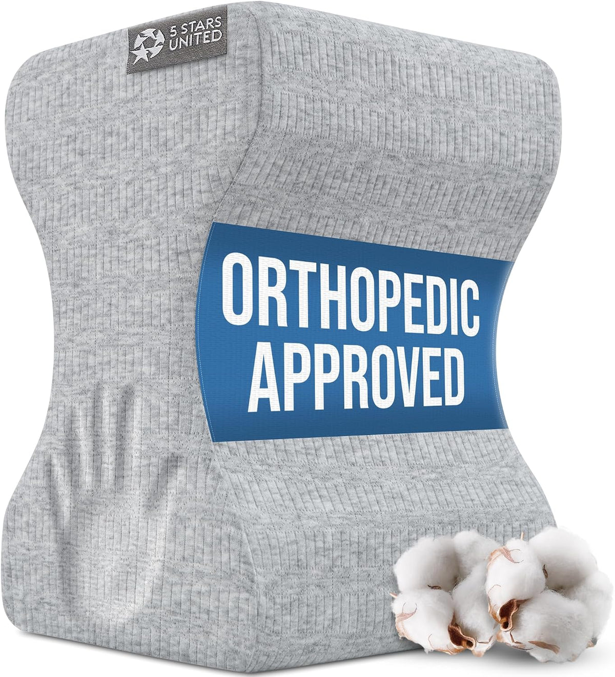 5 STARS UNITED Knee Pillow for Side Sleepers - Hip Pain Relief, Memory Foam Leg Cushion for Side Sleeping - Between Legs Pillow for Sciatica & Lower Back Pain, White