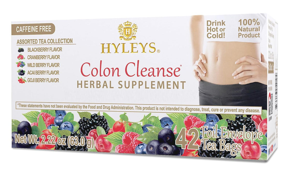 Hyleys Colon Cleanse Tea, Assorted, 42 Individually Wrapped Herbal Tea Bags