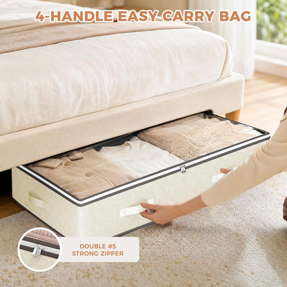 Budding Joy 95L Under Bed Storage Containers, 4 Pack Closet Organizers Grey
