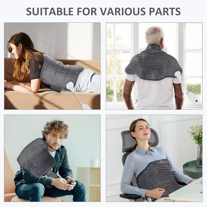 Snailax Heating Pad for Back Pain Relief，Electric Heat Pad for Period Cramps, Neck, Shoulders, Heated Pad with Adjustable Strap, 6 Heat Levels, Auto Shut Off, 16”x24”,Washable,Gifts for Man Dad