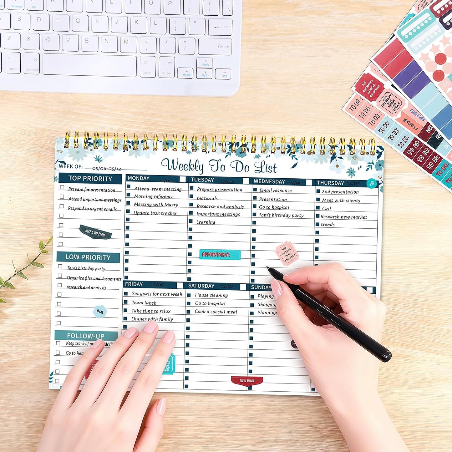 Thboxes Weekly To Do List Notepad, 8.5"x11" Desk Planner 52 Sheets, Green | 100GSM Paper Undated Habit Planner, Productivity Organizer Notepad, for Home School Office Work, Travel, College Essentials