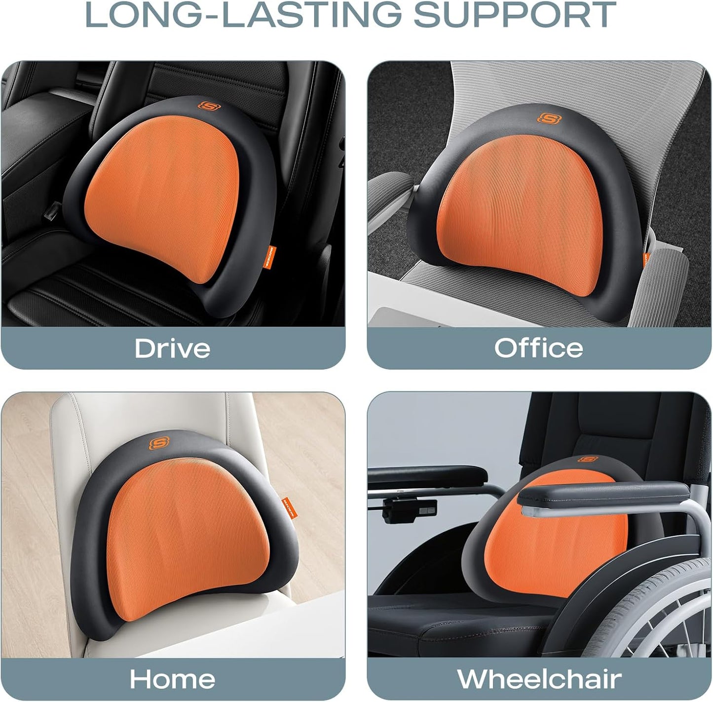 Skechers Lumbar Pillow Premium Memory Foam,Double-Layer-Office Chair Cushion for Tailbone Pain Relief,Butt Pillow for Office Chair,Car seat Cushion,Long Sitting Office Workers,and Car Drivers,Black