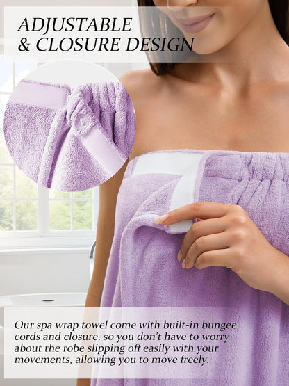 Towel Wrap For Women After Shower，Plush Bath Robe Female，Sauna Spa Wrap Around Towels With Pockets