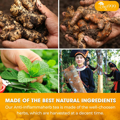 120 Bags Premium Turmeric Ginger Cinnamon Tea, Improve Digestion, Support Brain, Weight, Skin and Sleep, Eco-Conscious Tea Bags and Premium Natural Ingredients. Turmeric Ginger Herbal Tea. No Sugar, No Caffeine, No Gluten, Vegan.