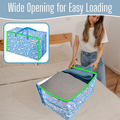 VENO Clear Extra Large Moving Bags & Storage Totes, Heavy Duty Organizer with Reinforced Handles & Strong Zippers for Clothes, College Dorm Essentials, Moving Supplies
