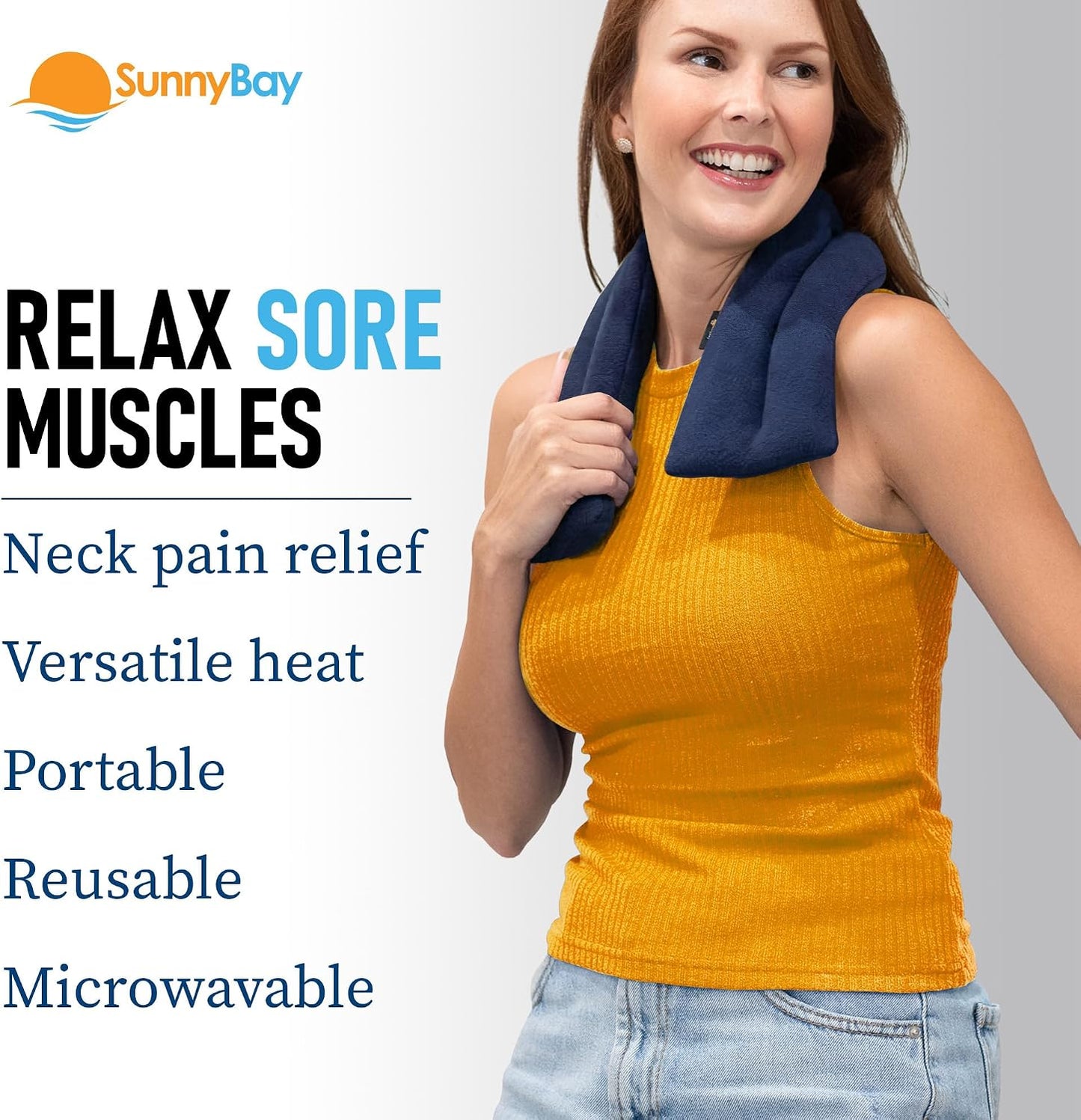 SunnyBay Lavender Microwave Heating Pad, 26" Long Microwavable Neck Wrap & Heat Pack for Moist Hot Therapy, Heated Neck Warmer for Neck, Shoulder & Back Pain Relief, Flaxseed Filling, 26x6, Purple