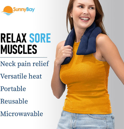 SunnyBay Lavender Microwave Heating Pad, 26" Long Microwavable Neck Wrap & Heat Pack for Moist Hot Therapy, Heated Neck Warmer for Neck, Shoulder & Back Pain Relief, Flaxseed Filling, 26x6, Purple