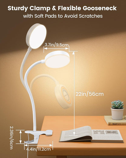 Glocusent 72 LED Clip on Reading Light with Remote, Amber Book Light