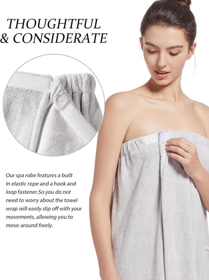 Women'S Soft Wrap Towel Full Length，Bath Robe After Shower Female Plush Long，Spa Bathrobes Lightweight With Pockets