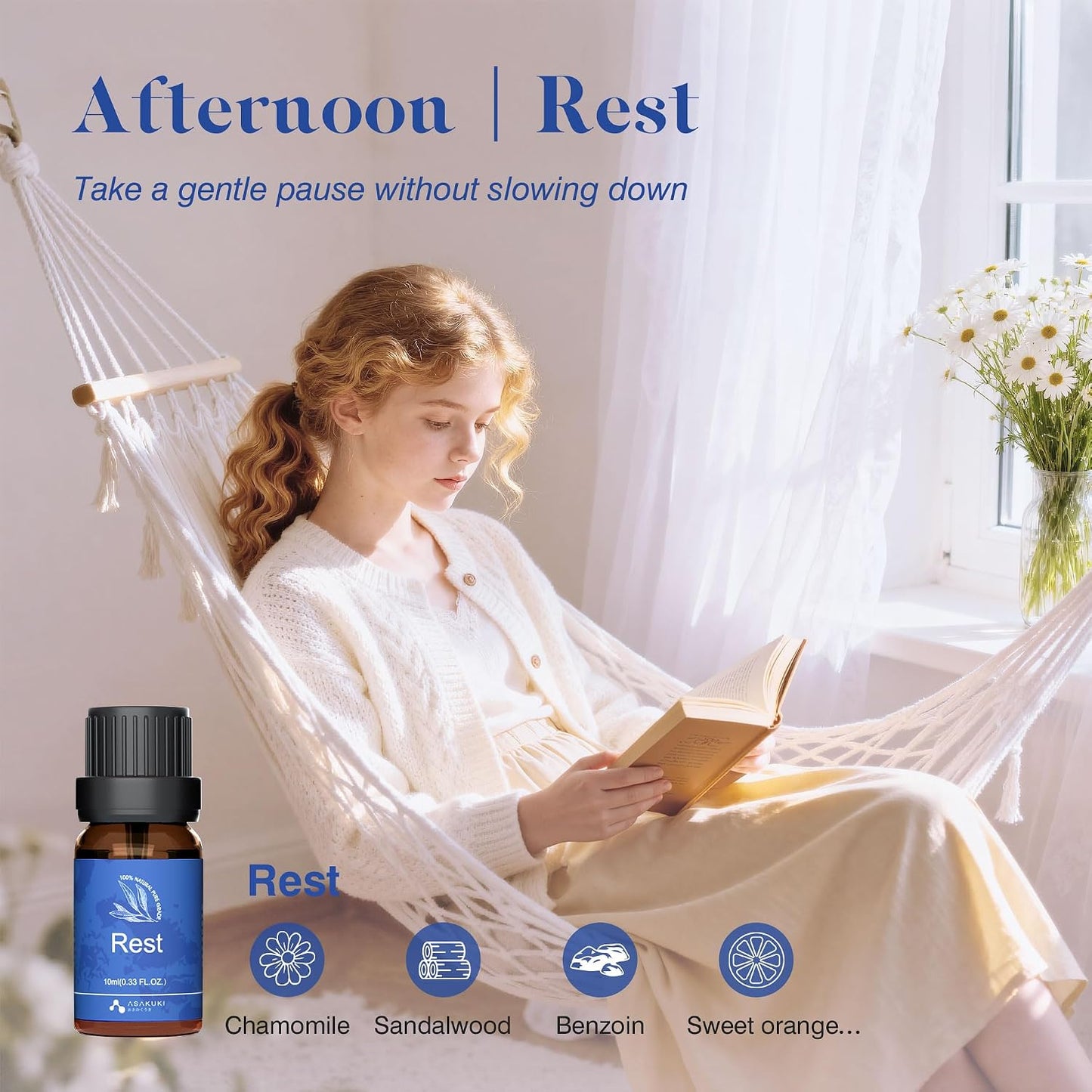 ASAKUKI Essential Oils for Diffuser –6 Mood Essential Oil Blends (Breathe, Uplift, Sensual, Balance, Unwind, Rest) for Morning to Night Rituals, Home & Daily Use-Thoughtful Gift