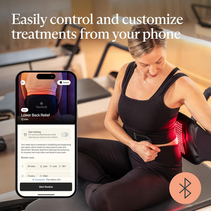 Therabody ThermBack LED – 4-in-1 Back Wrap with Heat, Far Infrared, Vibration and LED Light Therapies for Lower Back Pain Relief