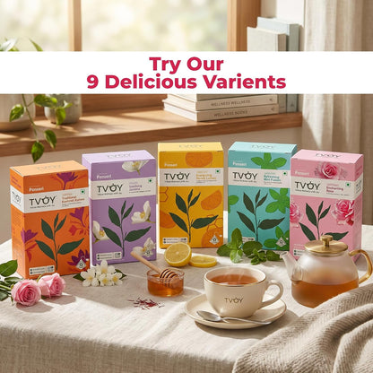 Tvoy Rose Green Tea Bags, 40 Pyramid Tea Bags, Individually Wrapped Bags