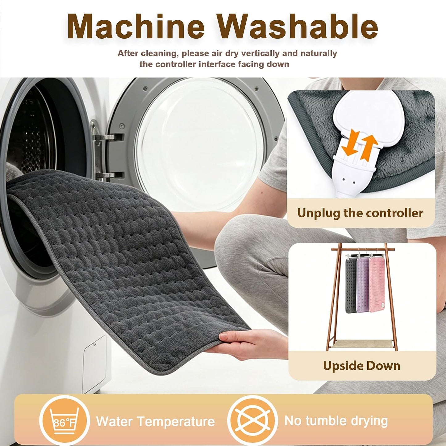 12"x24" Heating pad, Electric Heat Pad 6 Heating &4 Timer Setting | Heating Pad for Neck and Shoulders and Back Auto Shut Off, Dry/Moist Heat & Machine Washable,Home Office Use，Dark Gray