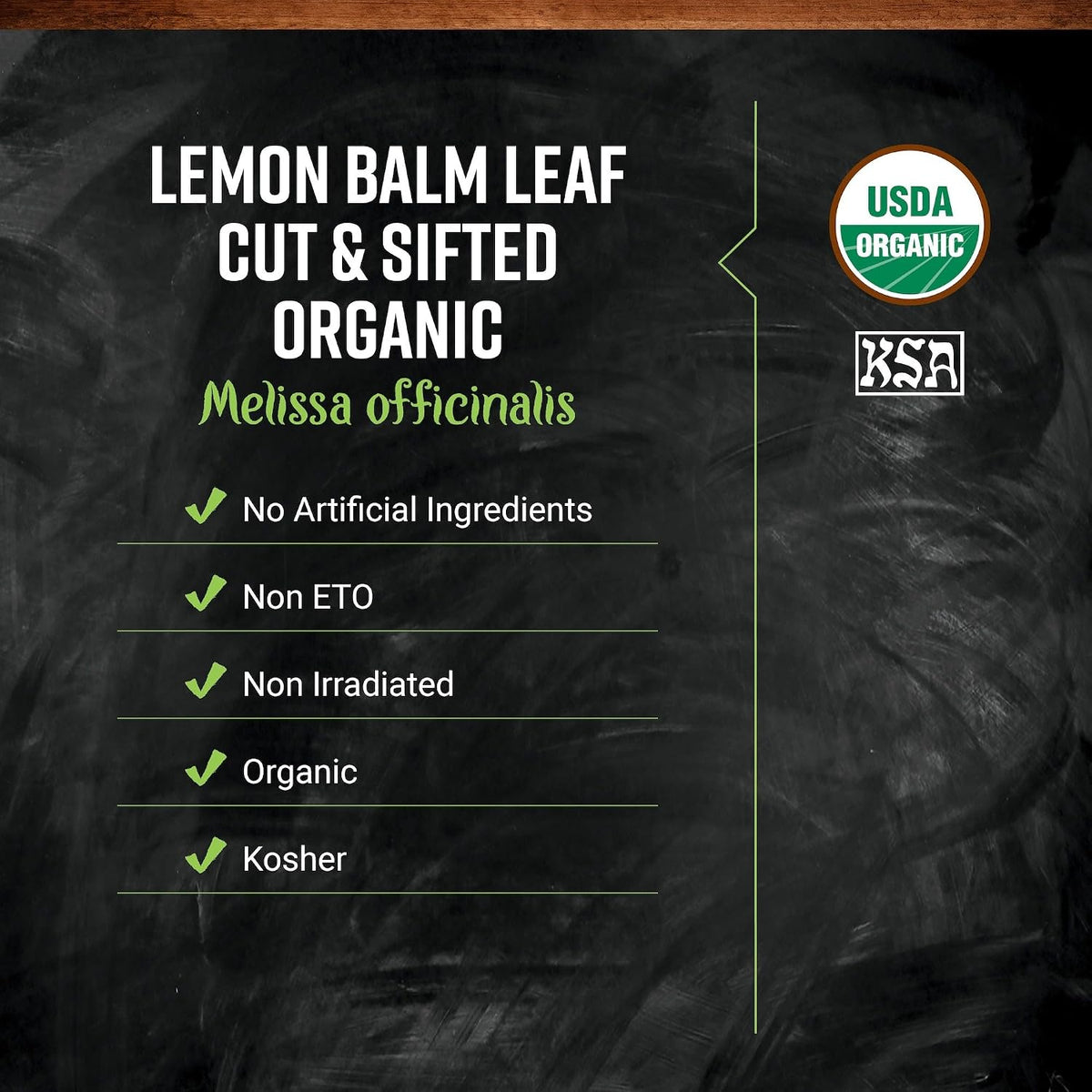 Frontier Co-op Organic Lemon Balm Leaf, Cut and Sifted, Kosher, Bulk Bag - Dried Lemon Balm Herb Loose Leaf Tea - Melissa Tea, Toronjil | 16 Ounce (Pack of 1)