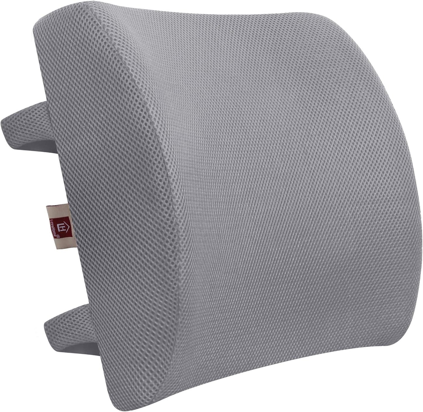 Lumbar Pillow for Chair and Car, Back Support for Office, Memory Foam Cushion with Mesh Cover - Black