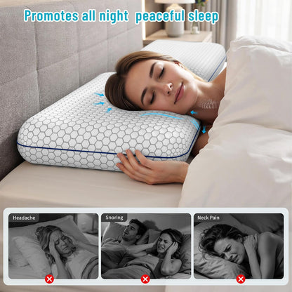 CushyOasis Memory Foam Pillows for Sleeping, Firm Bed Pillow, Standard Size