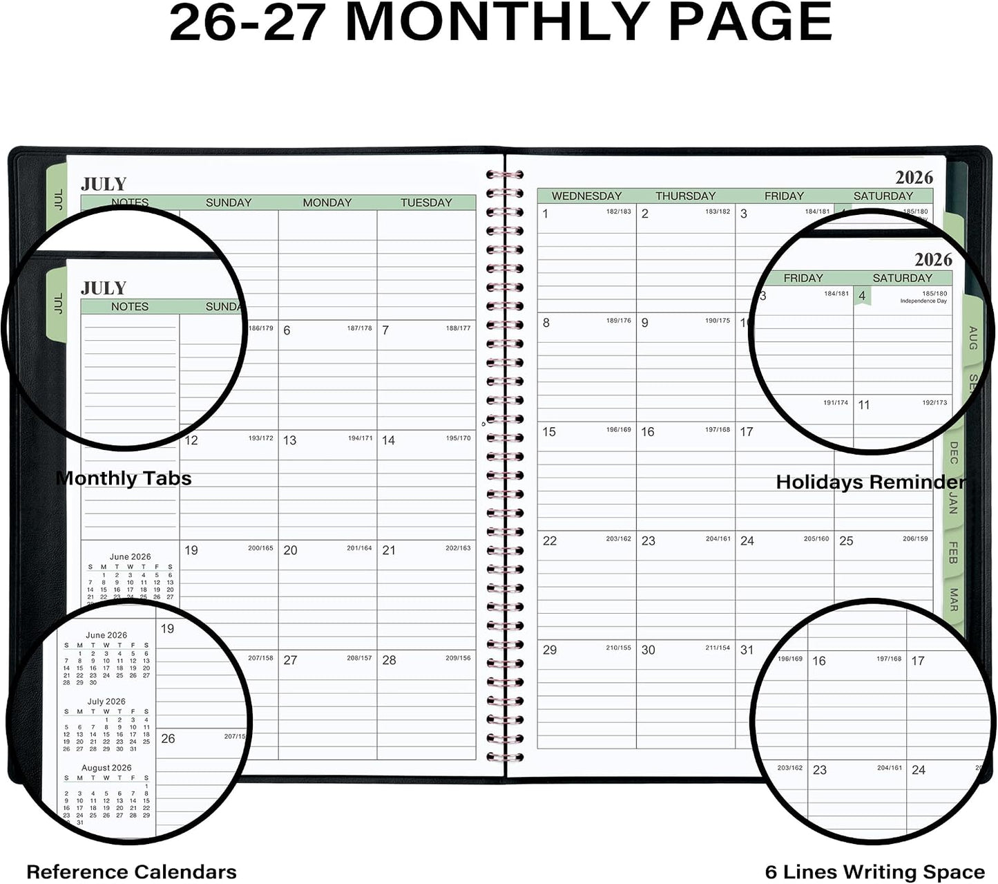 Appointment Book 2026-2027- Business Planner, JUL 2026 - JUN 2027,Planner 2026-2027, 3-Tier Schedule Planner, 8.74" x 11.38", 60 Minutes Intervals + Monthly Tabs + Leather Cover + Pocket - Pea Green