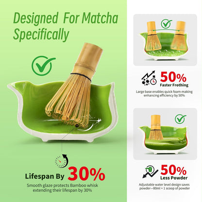 TEANAGOO Matcha Whisk Set Black,7 Pcs Matcha Set,Matcha Kit for Ceremony,Tradition Tea Set for Making Breakfast/Latte,Matcha Whisk Set with Bowl(Chawan)/Whisk and Holder,Gift for Family/Friend