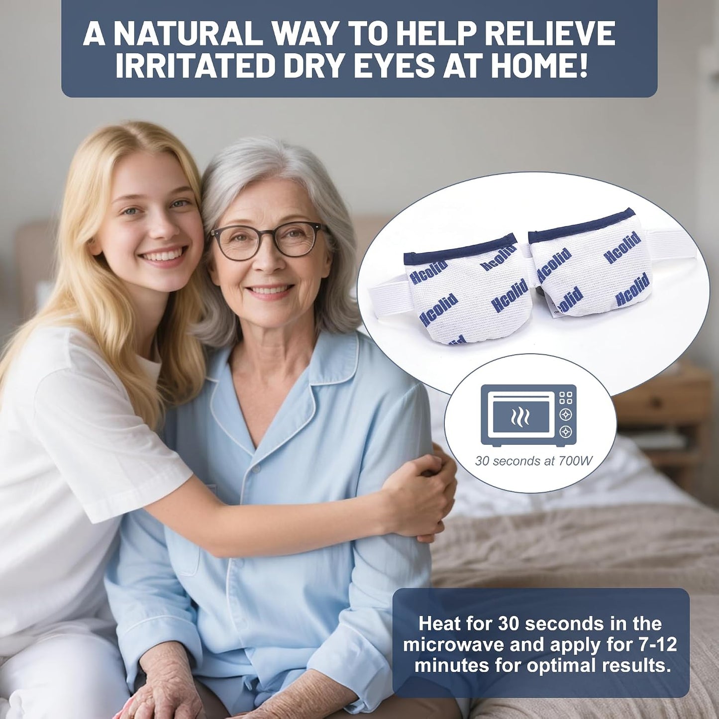 Microwavable Heated Eye Mask for Dry Eyes, White, 1 Pack