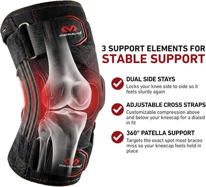 McDavid Knee Brace Support with Side Stays, Compression Knee Sleeve & Cross Straps for Patellar Tendon Support, Tendonitis, Arthritis Pain Relief, Recovery, Knee Brace for Men and Women
