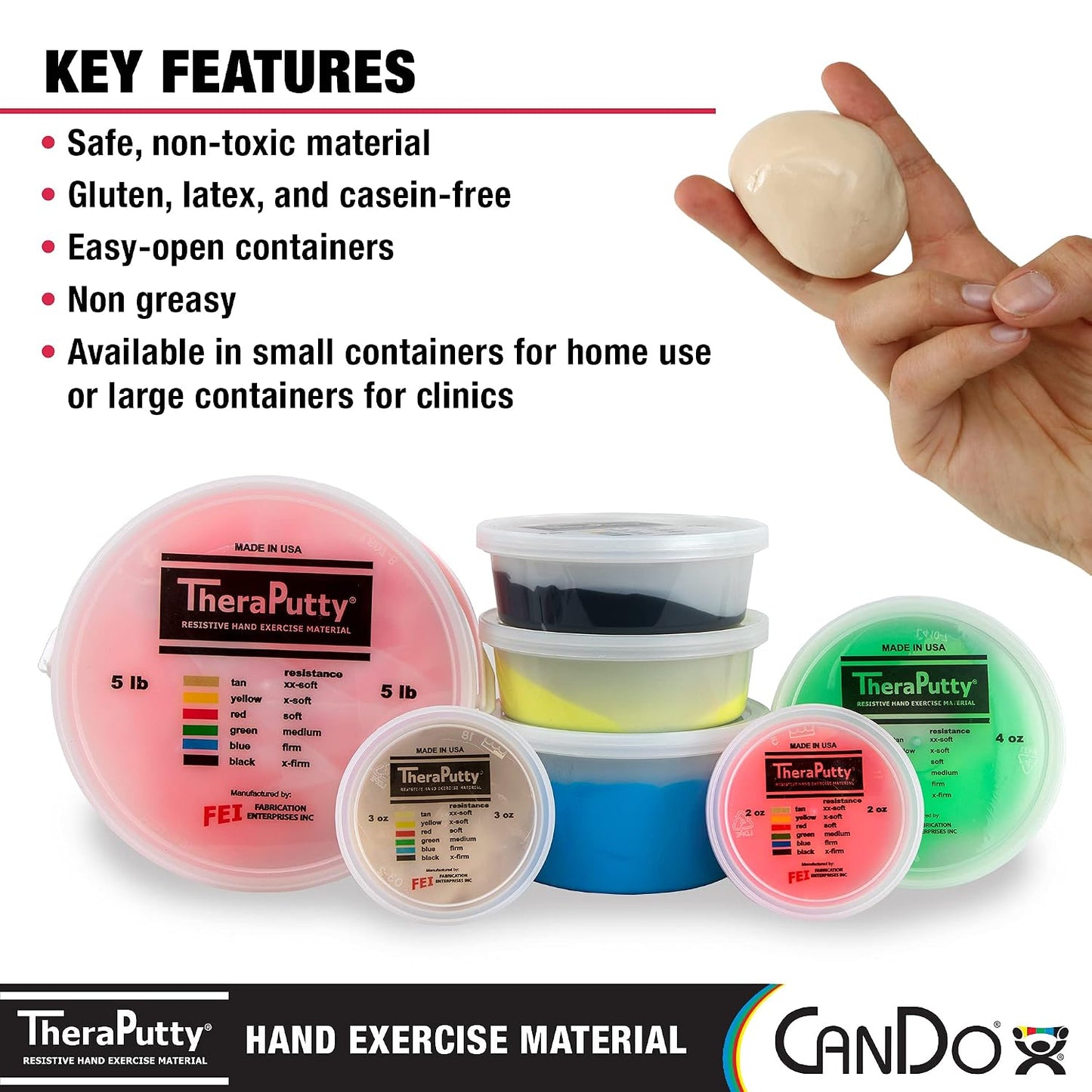 CanDo Theraputty Plus Hand Exercise Putty for Rehabilitation, Exercises, Hand Therapy, Hand Strengthening, Stress Relief - Yellow 4 oz X-Soft
