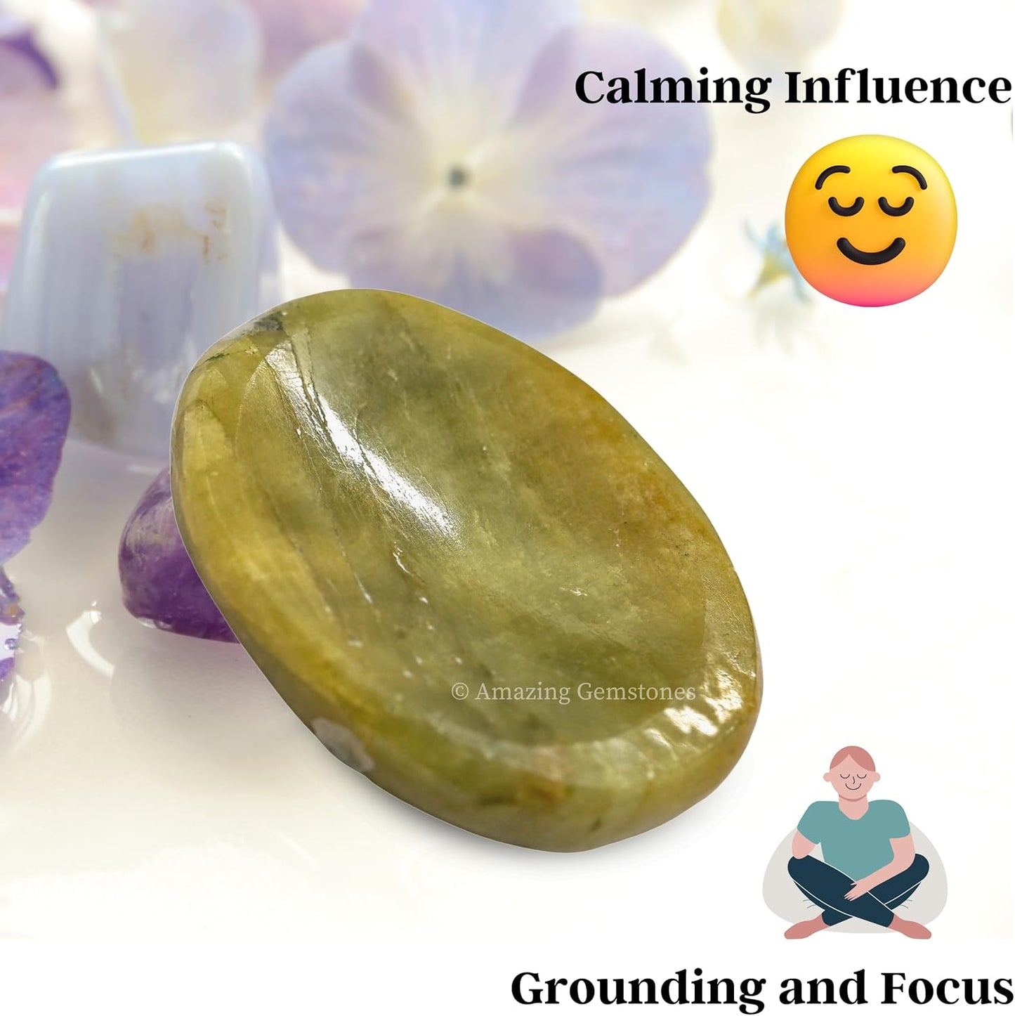 Amazing Gemstone Labradorite Thumb Worry Stone, Anxiety Stone, Healing Crystals - Piedra Crystal Fidget for Gift, Meditation, Calming, Relaxation, Stress Relief - Colors A