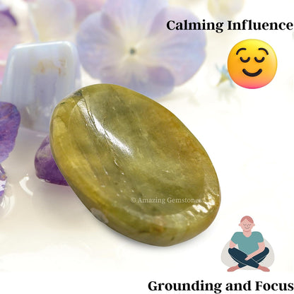 Amazing Gemstone Labradorite Thumb Worry Stone, Anxiety Stone, Healing Crystals - Piedra Crystal Fidget for Gift, Meditation, Calming, Relaxation, Stress Relief - Colors A