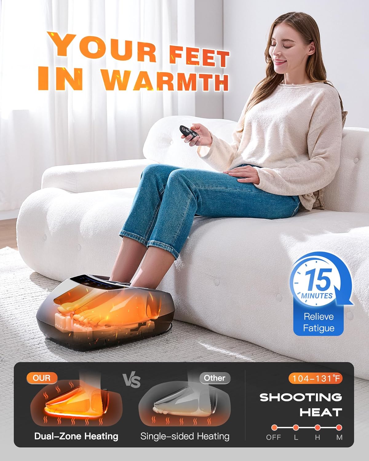 KINGJOY Foot Massager with Heat for Neuropathy, [2026 Upgraded], Deep Kneading Shiatsu Foot Massager for Plantar Fasciitis, Fits Up to Men Size 14, Ideal for Seniors and Family Daily Care
