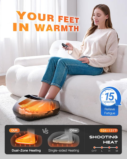 KINGJOY Foot Massager with Heat for Neuropathy, [2026 Upgraded], Deep Kneading Shiatsu Foot Massager for Plantar Fasciitis, Fits Up to Men Size 14, Ideal for Seniors and Family Daily Care