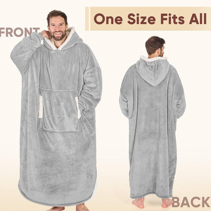 yescool Wearable Blanket Hoodie, Flannel Sherpa Fleece Blanket Sweatshirt for Adults Women Men,One Size Fits All - Colors B