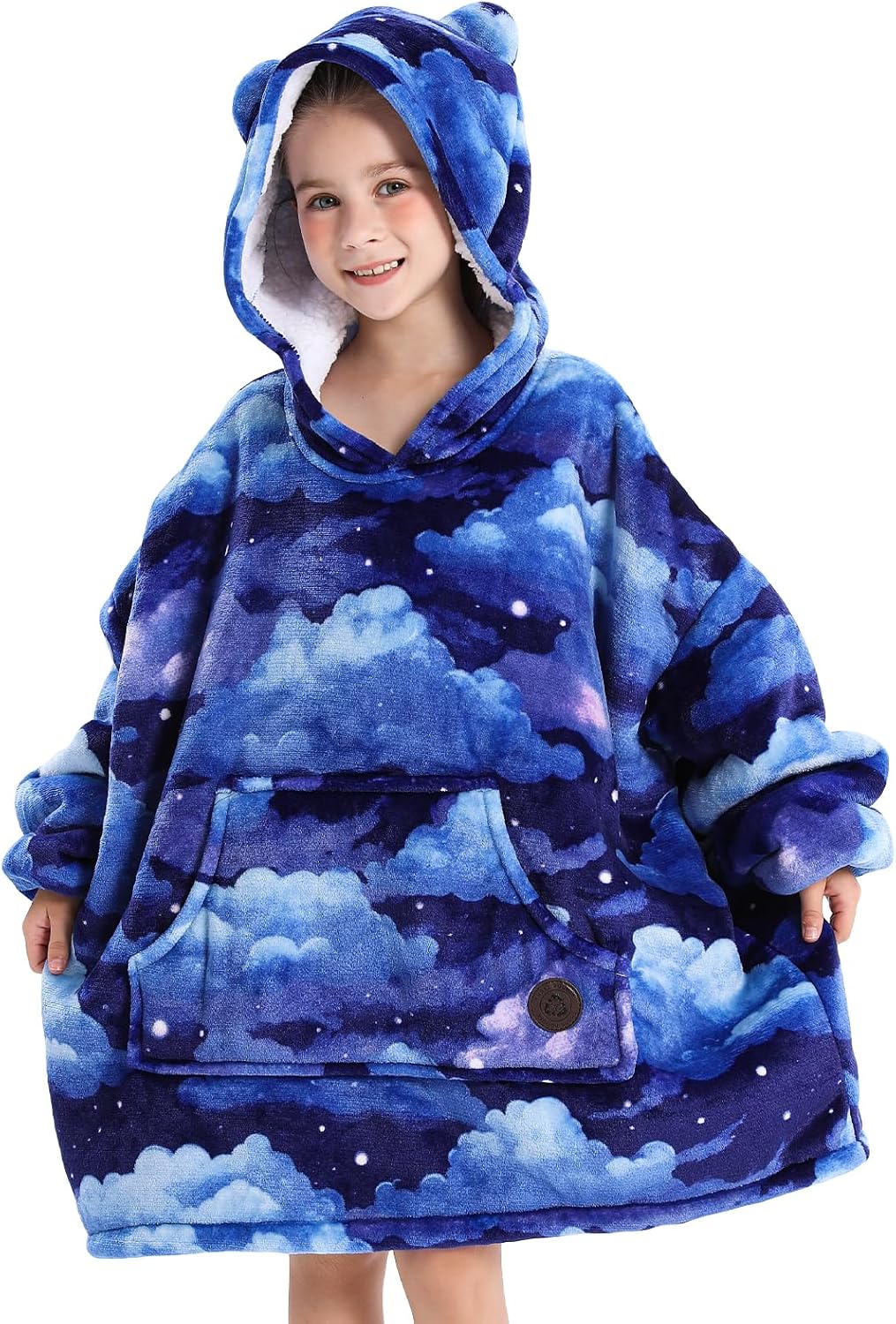 THREE POODLE Wearable Blanket Hoodie for Women, Oversized Sherpa Sweatshirt Blanket for Adults Men, Cozy Hooded Blankets, Gifts for Teen Girls Women Mom Sister
