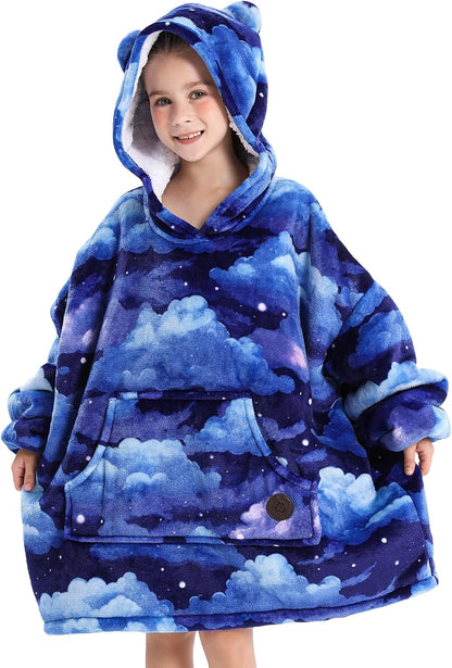 THREE POODLE Wearable Blanket Hoodie for Women, Oversized Sherpa Sweatshirt Blanket for Adults Men, Cozy Hooded Blankets, Gifts for Teen Girls Women Mom Sister