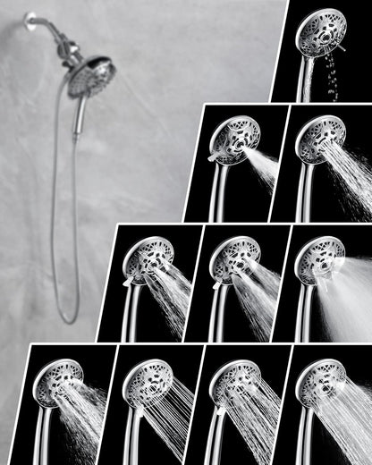 INAVAMZ Shower Head with Handheld High Pressure: Hand Held Shower Head & Rain Shower Head 2-IN-1 Shower Head with 59" Rotatable Stainless Steel Hose, Shower Trim Systems, Sliver 2.5 GPM 15391 Filter