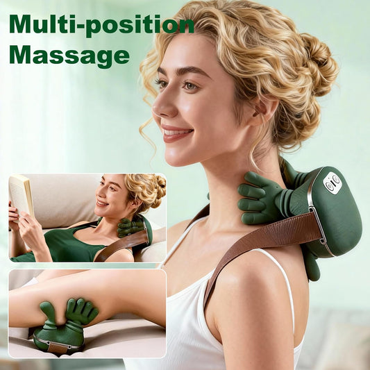 OTAVILEM Neck Massager with Heat, Shiatsu Neck and Back Massager with 4D Kneading,Simulated Human Hand Design Electric Deep Tissue Massage for Pain Relief and Muscle Relax
