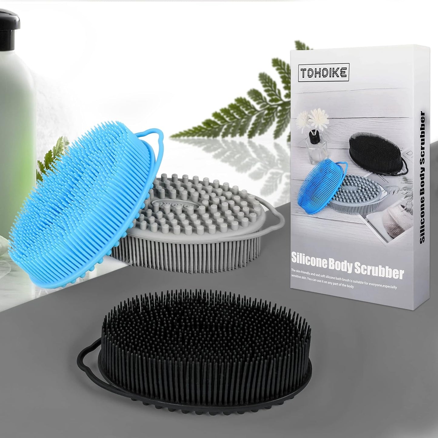 TDHDIKE Silicone Body Scrubber Loofah - Set of 3 Soft Exfoliating Body Bath Shower Scrubber Loofsh Brush for Sensitive Kids Women Men All Kinds of Skin