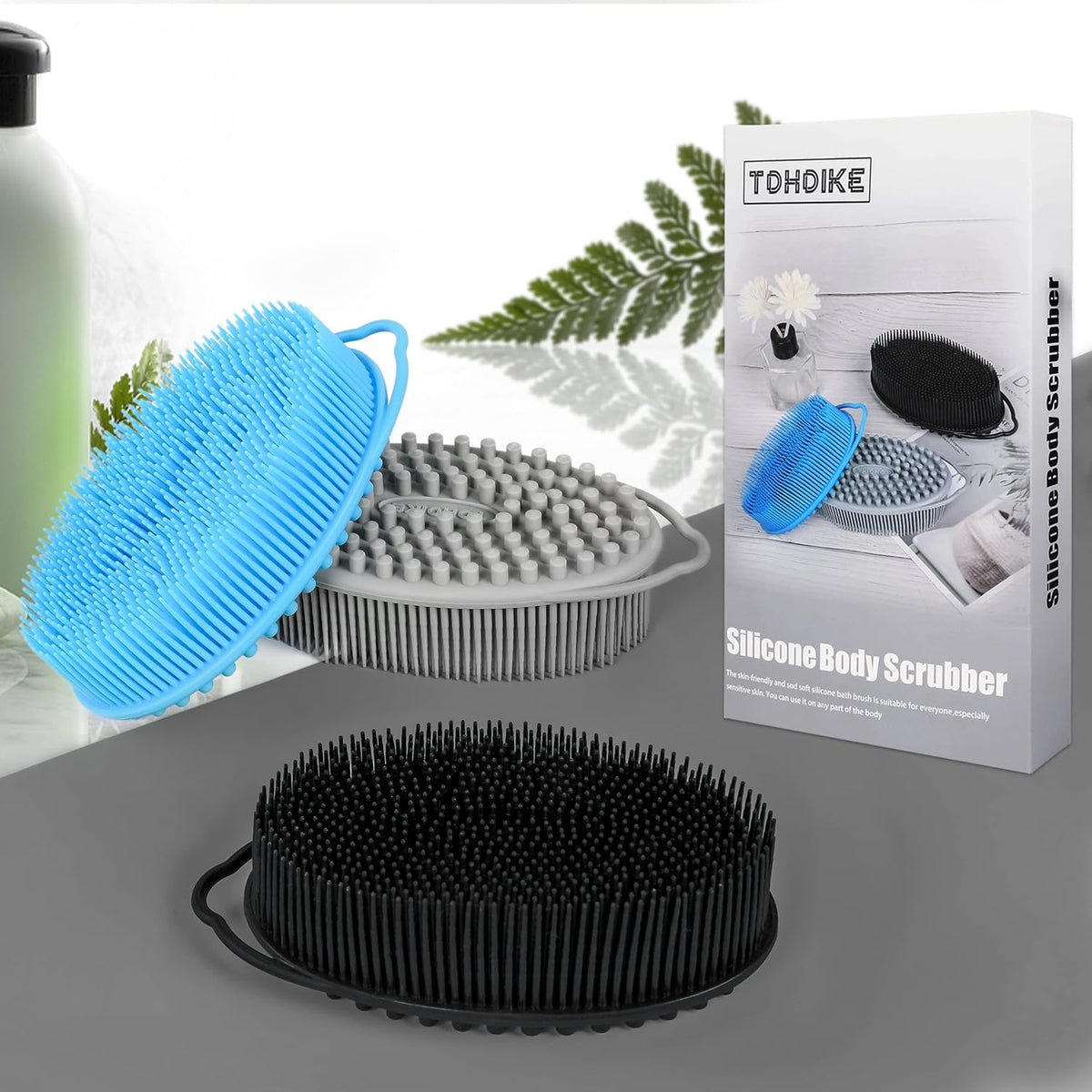 Silicone Body Scrubber Loofah 3 Pack Exfoliating Soft Loofah Shower Brush