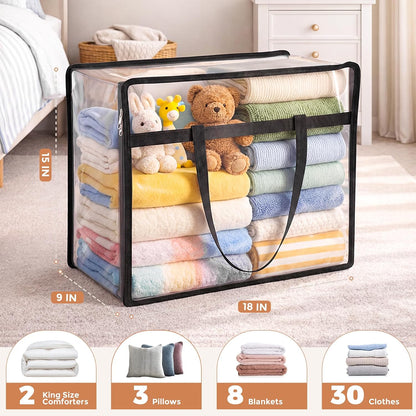Clear Storage Bags for Clothes, 45L Closet Organizers and Storage