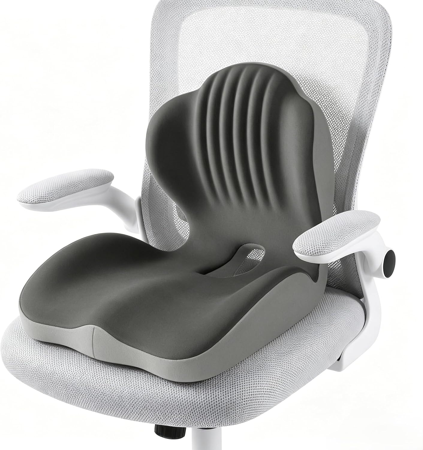 Ergonomic Seat Memory Foam Support Cushion for Back, Car Seat Back Support Cushion for Sciatica Tailbone Pain, Office Desk Chair Car Travel Seat Cushion (Pink)