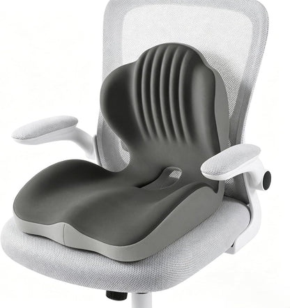 Ergonomic Seat Memory Foam Support Cushion for Back, Car Seat Back Support Cushion for Sciatica Tailbone Pain, Office Desk Chair Car Travel Seat Cushion (Pink)