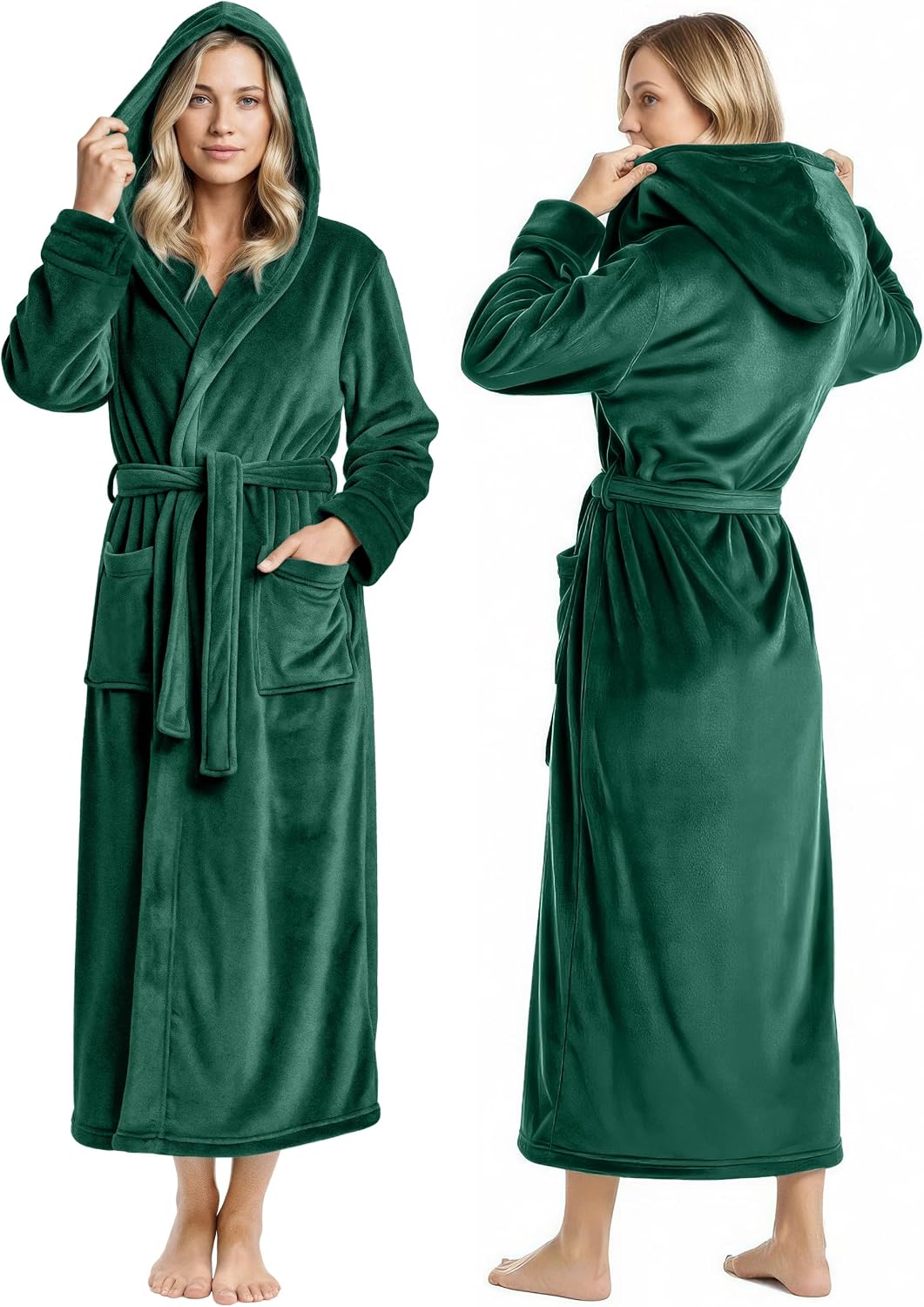 NY Threads Premium Womens Robe with Hood, Plush Fleece Long Bath Robe for Women, Fluffy Soft Women's Bathrobe