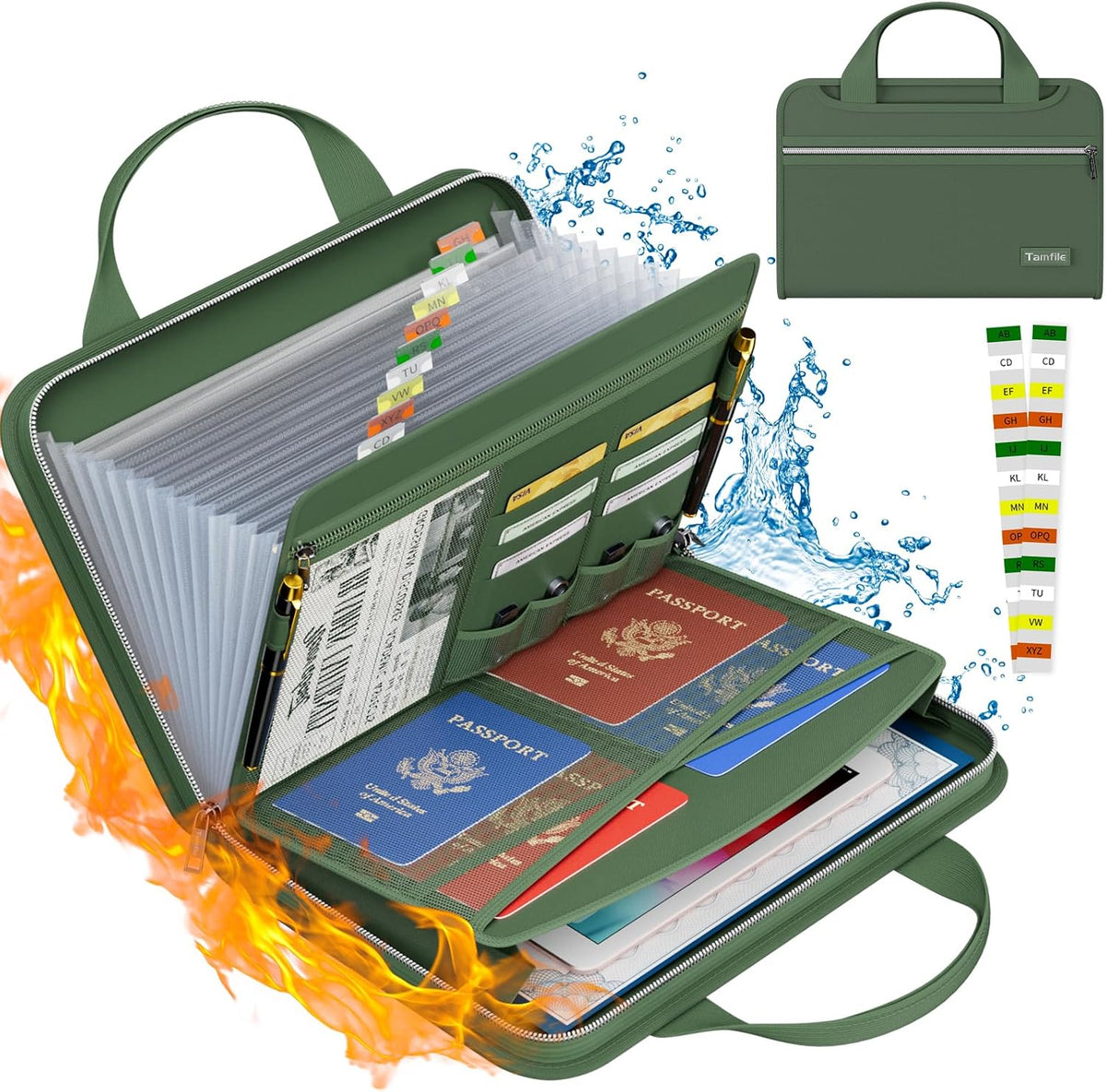 Tamfile Fireproof Accordion File Organizer, Expanding File Folder