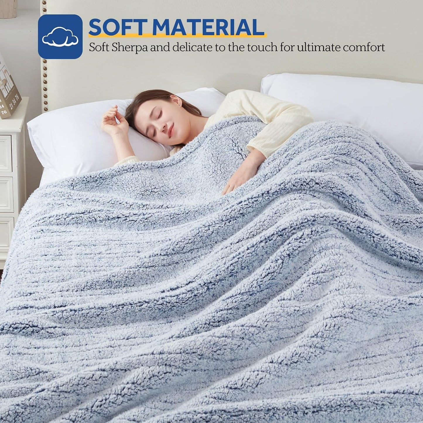 Sealy Electric Blanket Heated Throw 50"x60" Soft Double Sherpa Super Cozy with 6 Fast Heating Levels & 2-10 Hours Auto-Off, Over-Heat Protection, Machine Washable, Charcoal