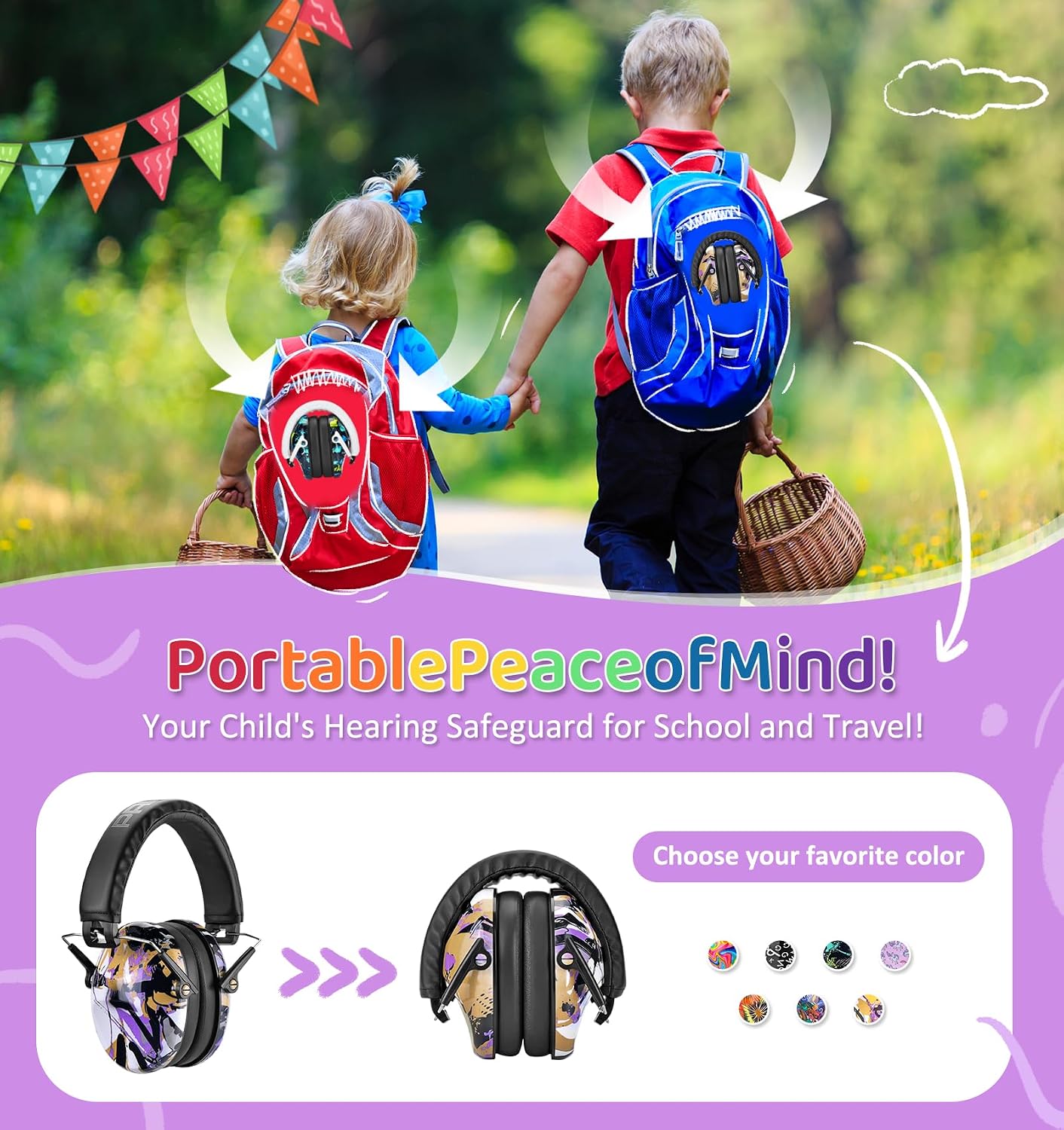 PROHEAR 032 Kids Ear Protection – Ear Muffs for Noise Reduction, 25NRR Noise Cancelling Headphones for Kids,Toddlers, Autism, Sensory Use, Hearing Protection – Orange