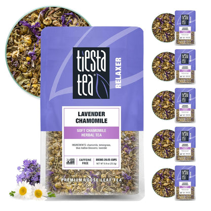 Tiesta Tea - Lavender Chamomile Herbal Tea, Loose Leaf, Calming Blend with Chamomile and Lavender, Caffeine-Free Herbal, Great for Hot or Iced Brews, Resealable Bulk Pouch, 200 Cups, 8 Ounce