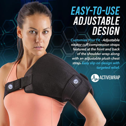 ActiveWrap Shoulder Ice Pack Wrap, Small/Medium – Includes 2 Reusable Hot & Cold Gel Packs for Rotator Cuff Cold Therapy, Ice Shoulder Wrap with Adjustable Compression for Post-Surgery Recovery